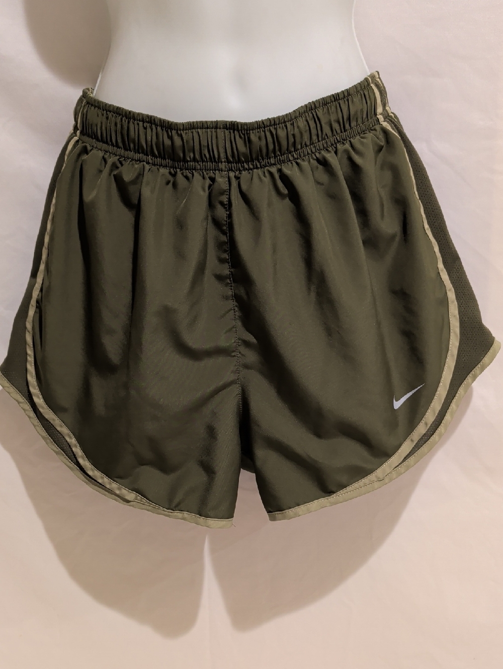 Nike Women's Olive Green Running Shorts with Contrast Trim